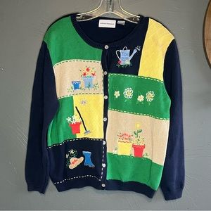 Vintage Alfred Dunner embroidered cardigan sweater women’s size L